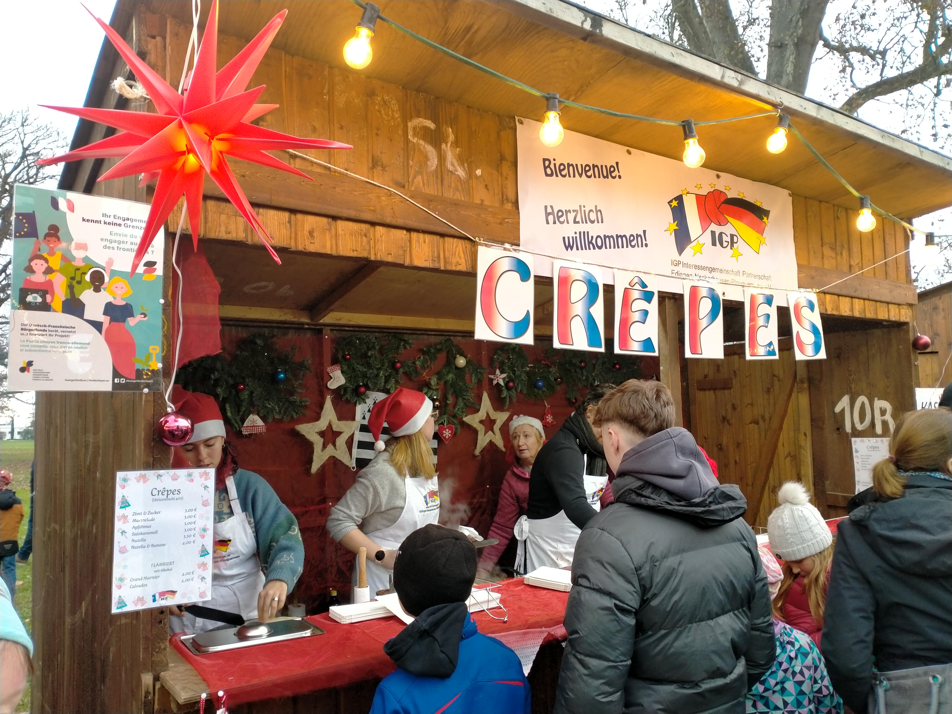 La crêperie de l'IGP au marché de Noël des enfants à Neckarhausen