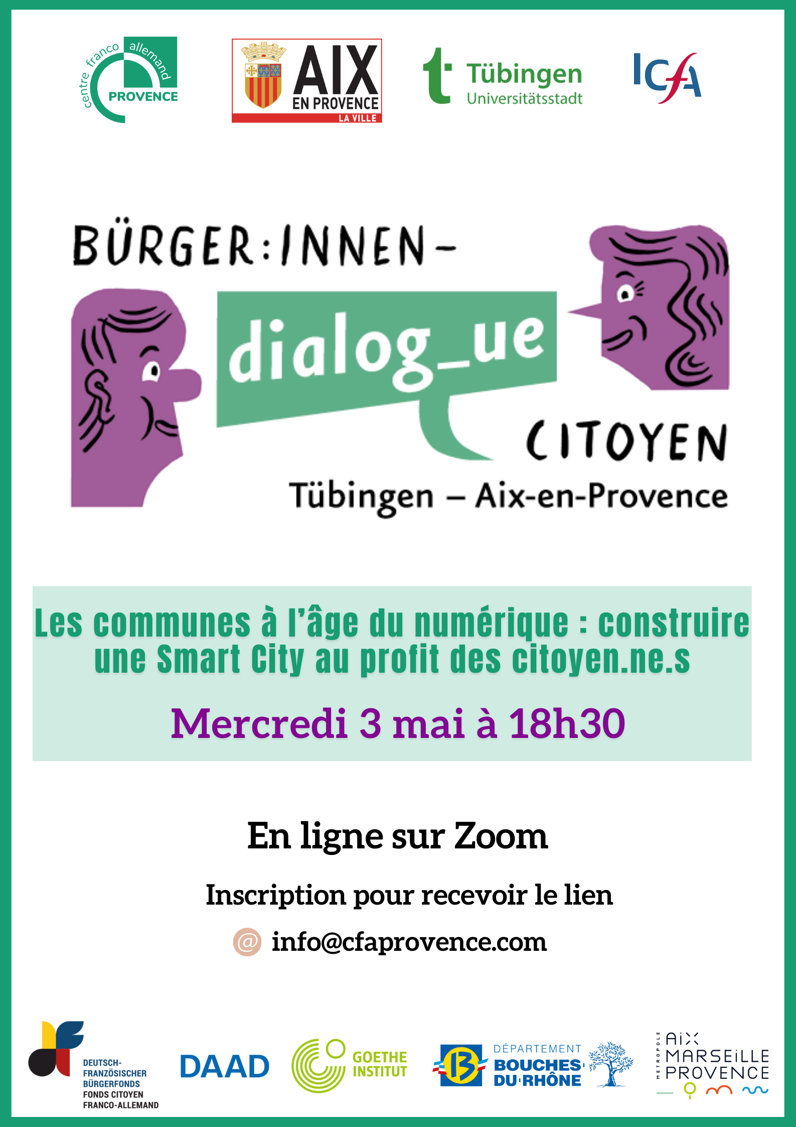 Affiche Dialogue Citoyen Aix-Tübingen Smartcities